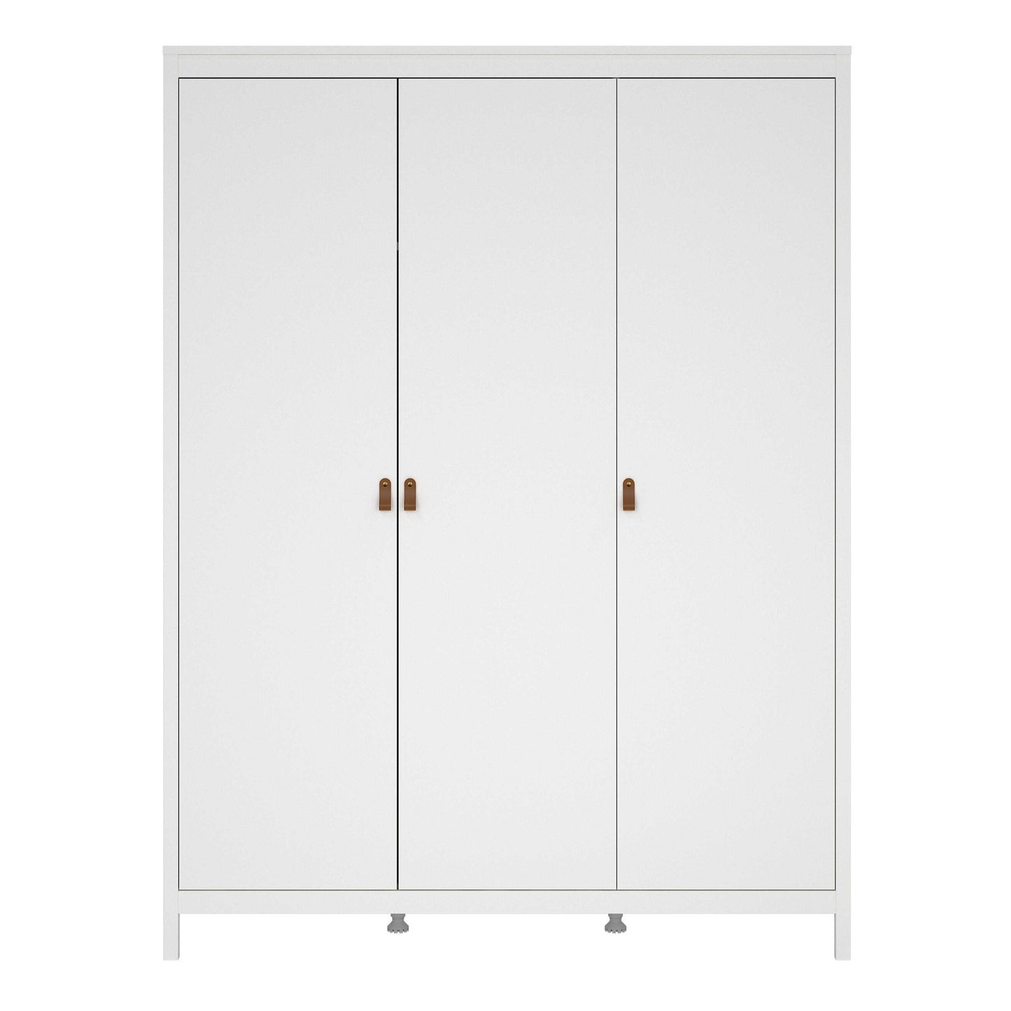Wildberry Matt White Wardrobe 3 Doors Leather Handles