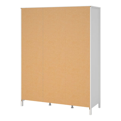 Wildberry Matt White Wardrobe 3 Doors Leather Handles