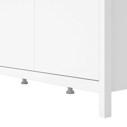 Wildberry Matt White Wardrobe 3 Doors Leather Handles