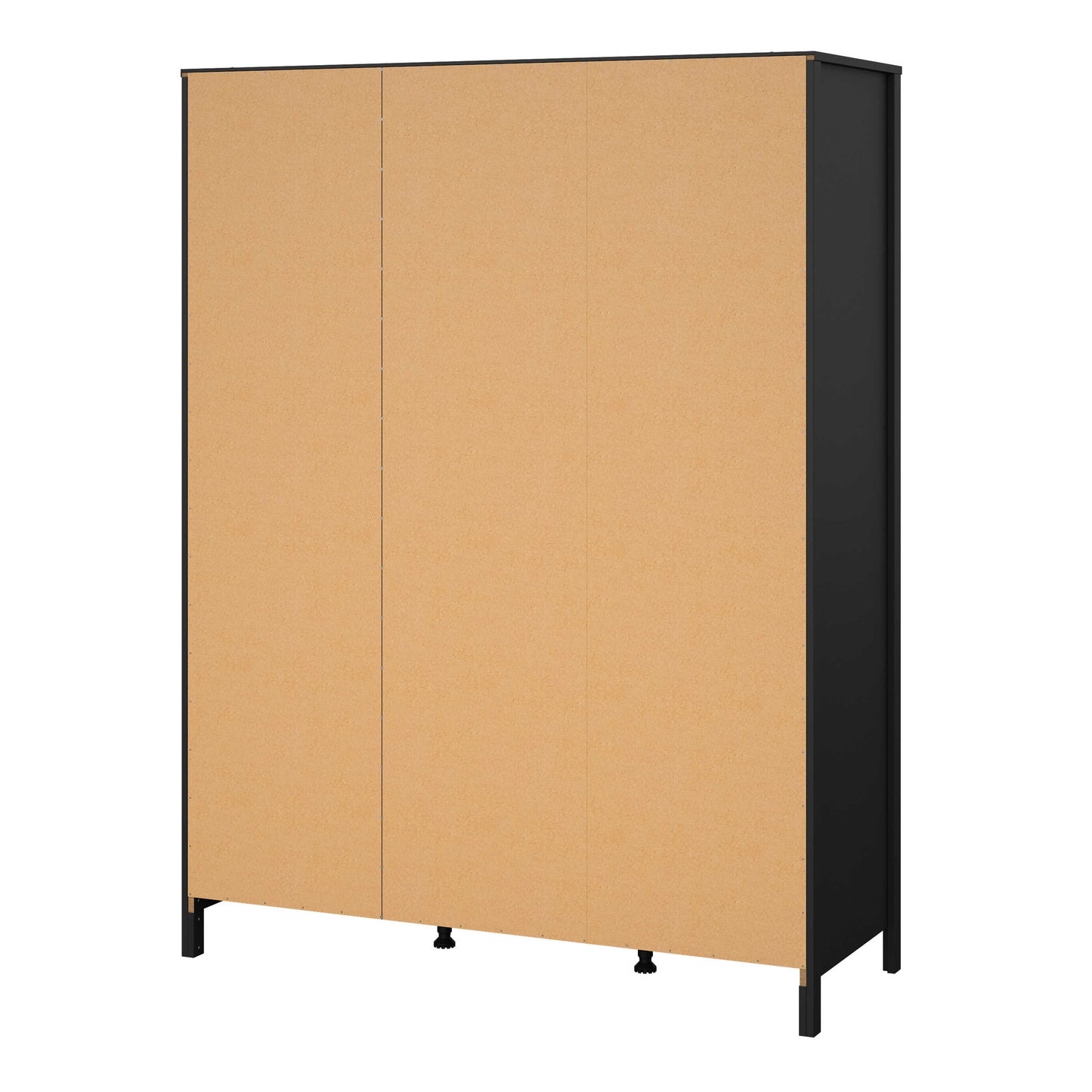 Wildberry Matt Black Wardrobe 3 Doors Leather Handles