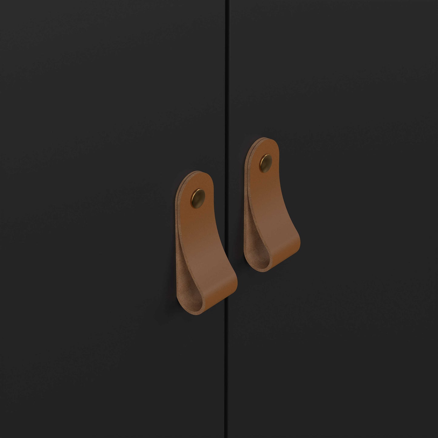 Wildberry Matt Black Wardrobe 3 Doors Leather Handles