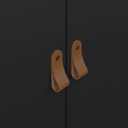 Wildberry Matt Black Wardrobe 3 Doors Leather Handles