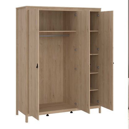 Wildberry Natural Oak Wood Wardrobe 3 Doors