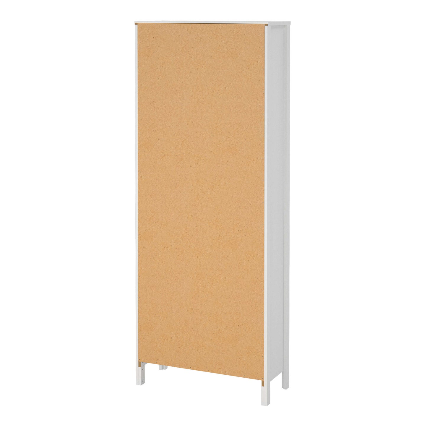 Wildberry Matt White Wooden China Cabinet 2 Glass Doors 3 Drawers Leather Handles