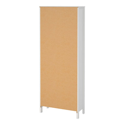 Wildberry Matt White Wooden China Cabinet 2 Glass Doors 3 Drawers Leather Handles