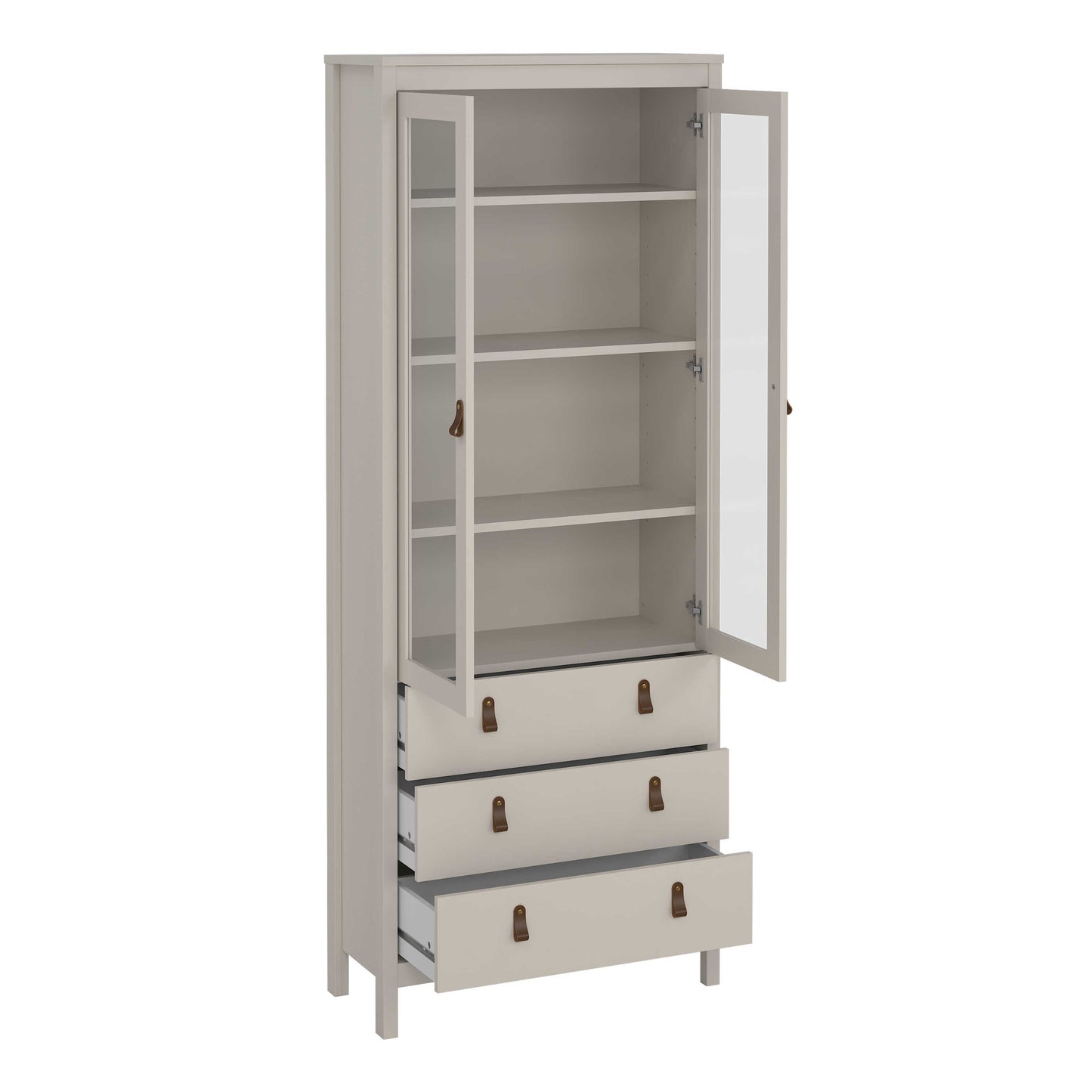 Wildberry Cashmere China Cabinet 2 Glass Doors 3 Drawers