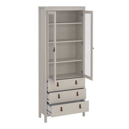 Wildberry Cashmere China Cabinet 2 Glass Doors 3 Drawers