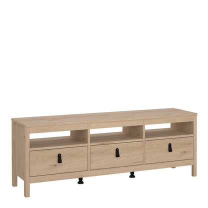 Wildberry Natural Oak Wood TV Unit 3 Drawers