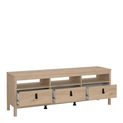 Wildberry Natural Oak Wood TV Unit 3 Drawers