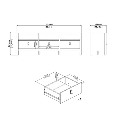 Wildberry TV Unit 3 Drawers in Cashmere