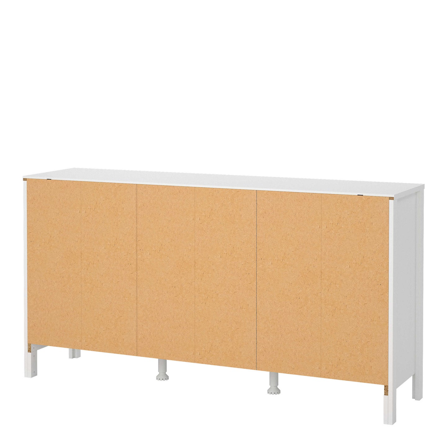 Wildberry Matt White Wooden Sideboard 2 Doors 3 Drawers Leather Handles