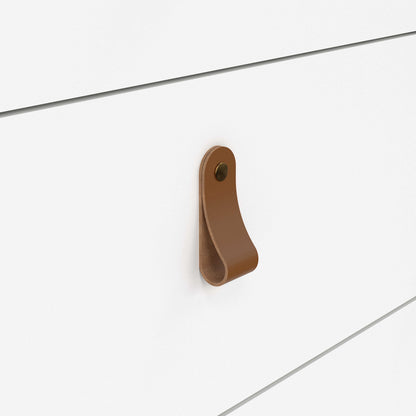 Wildberry Matt White Wooden Sideboard 2 Doors 3 Drawers Leather Handles