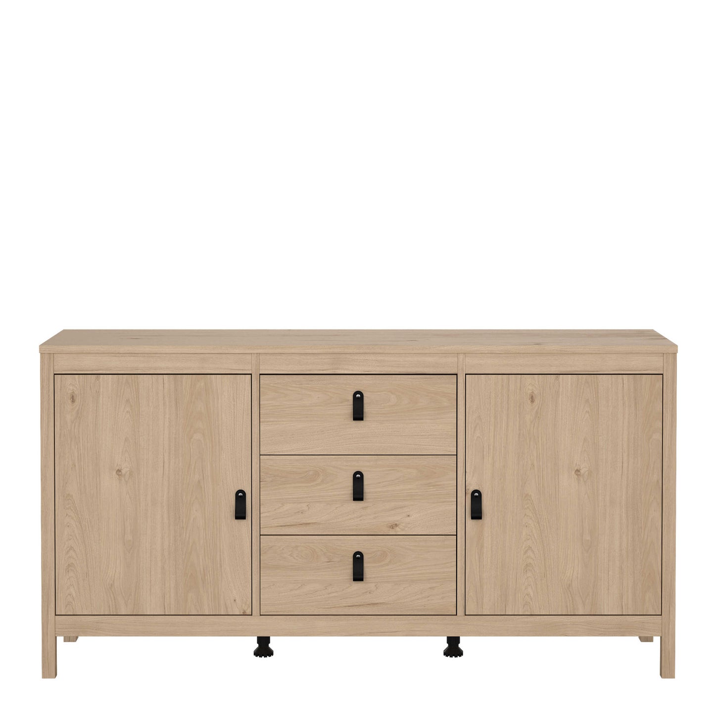 Wildberry Natural Oak Wood Sideboard 2 Doors 3 Drawers
