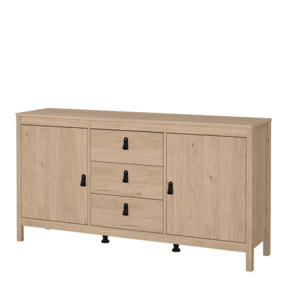 Wildberry Natural Oak Wood Sideboard 2 Doors 3 Drawers