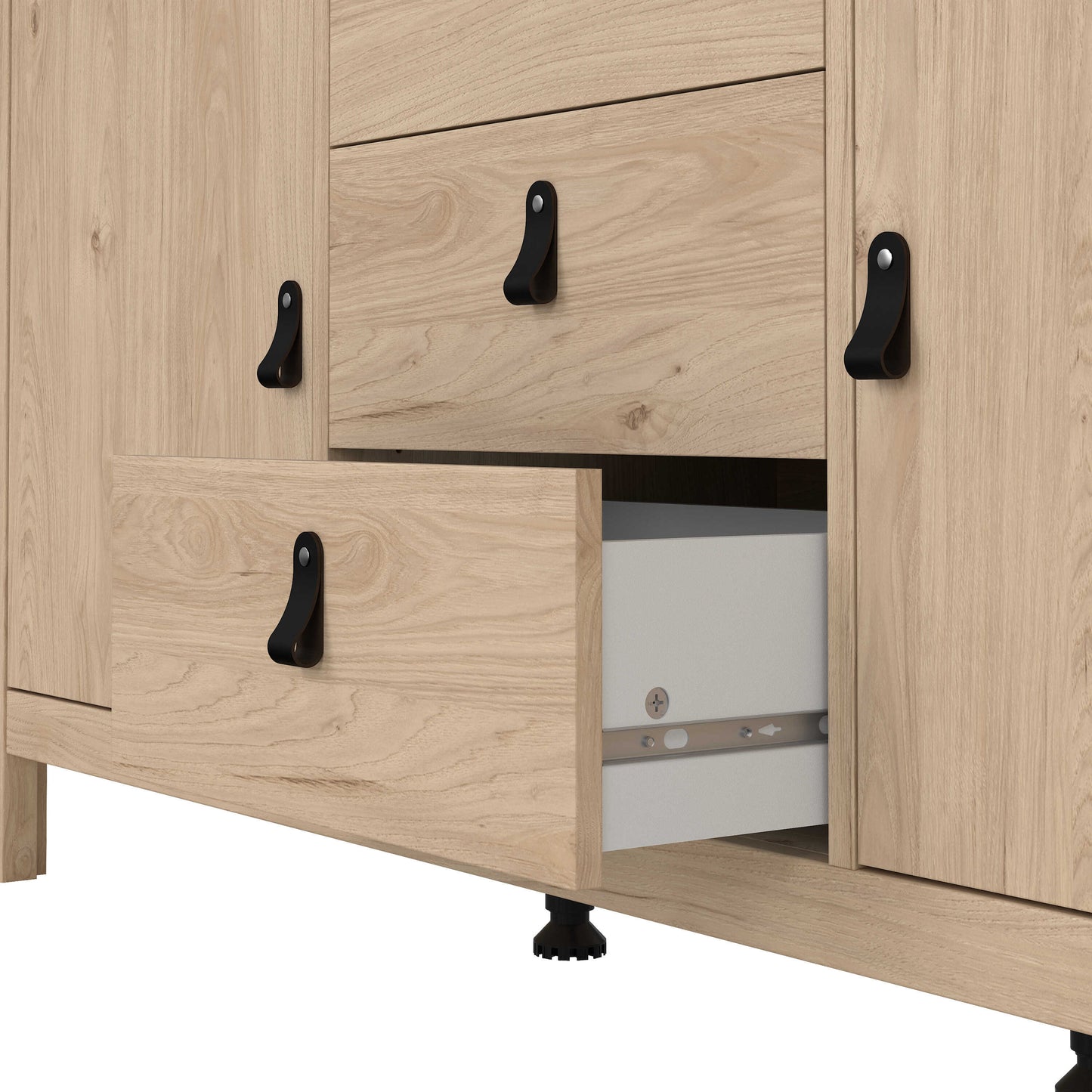 Wildberry Natural Oak Wood Sideboard 2 Doors 3 Drawers