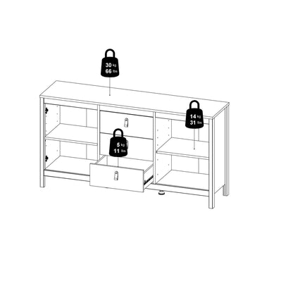Wildberry Cashmere Wooden Sideboard 2 Doors 3 Drawers