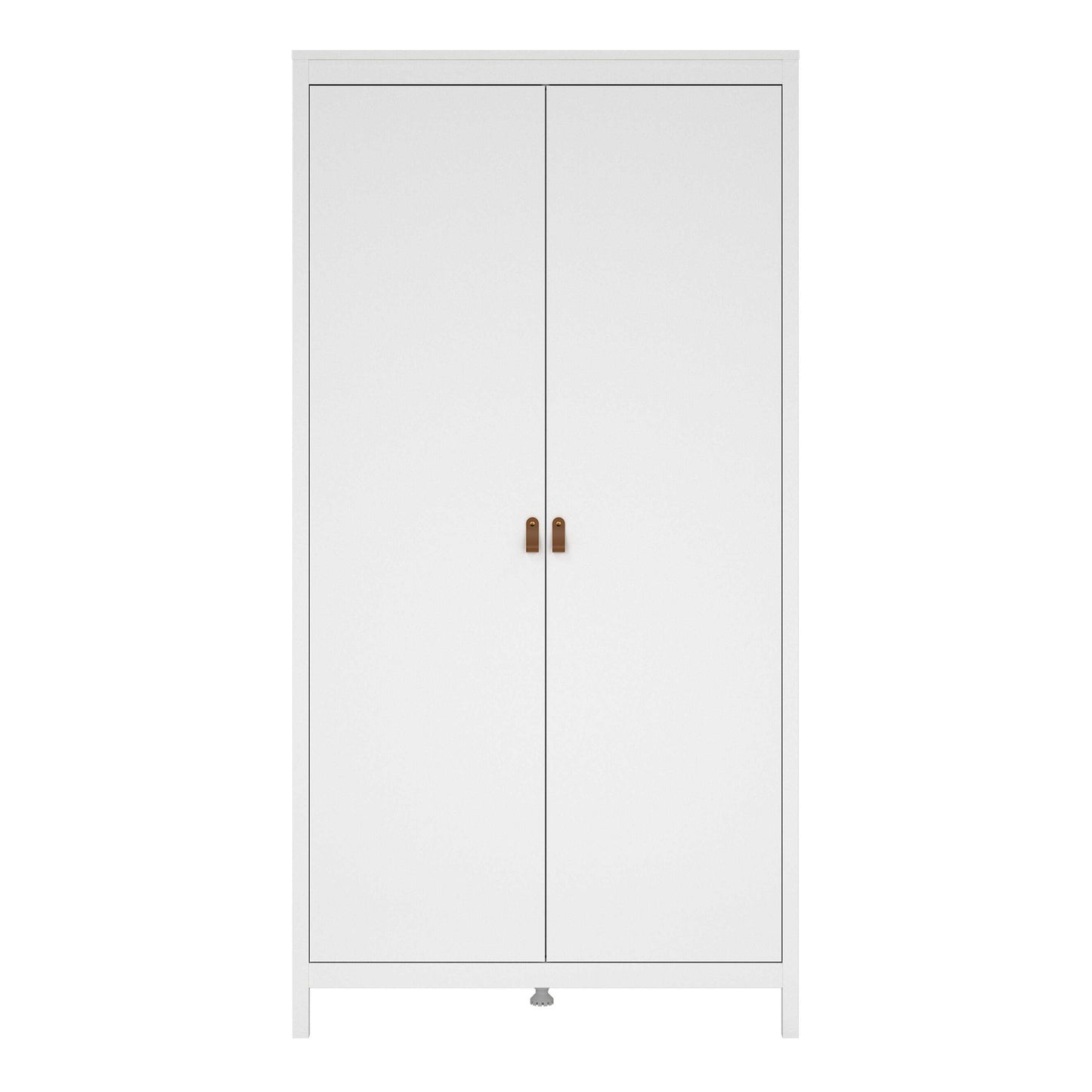 Wildberry Matt White Wardrobe with 2 Doors Leather Handles