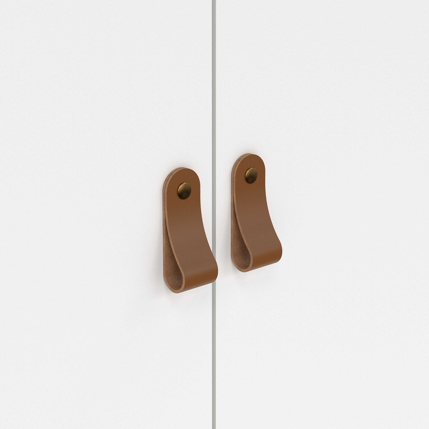 Wildberry Matt White Wardrobe with 2 Doors Leather Handles