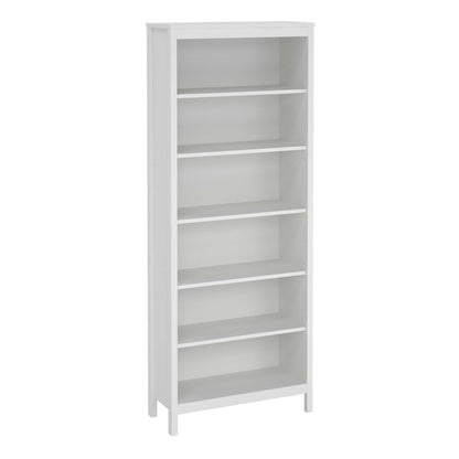 Wildberry Matt White Wooden Bookcase 5 Shelves