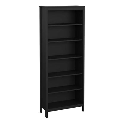 Wildberry Matt Black Wooden Bookcase 5 Shelves