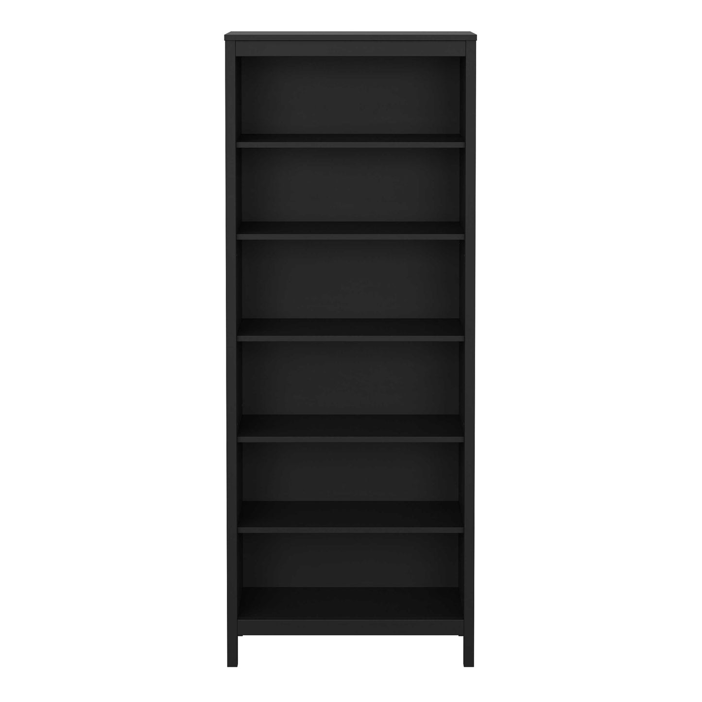 Wildberry Matt Black Wooden Bookcase 5 Shelves