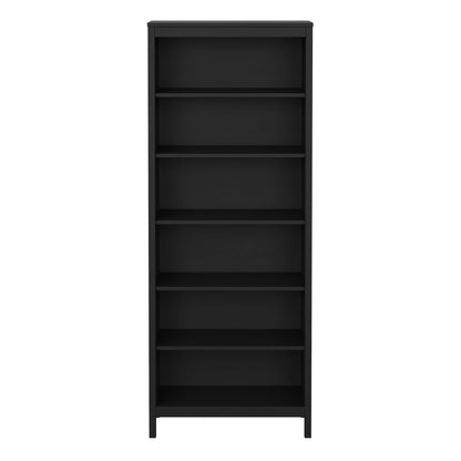 Wildberry Matt Black Wooden Bookcase 5 Shelves