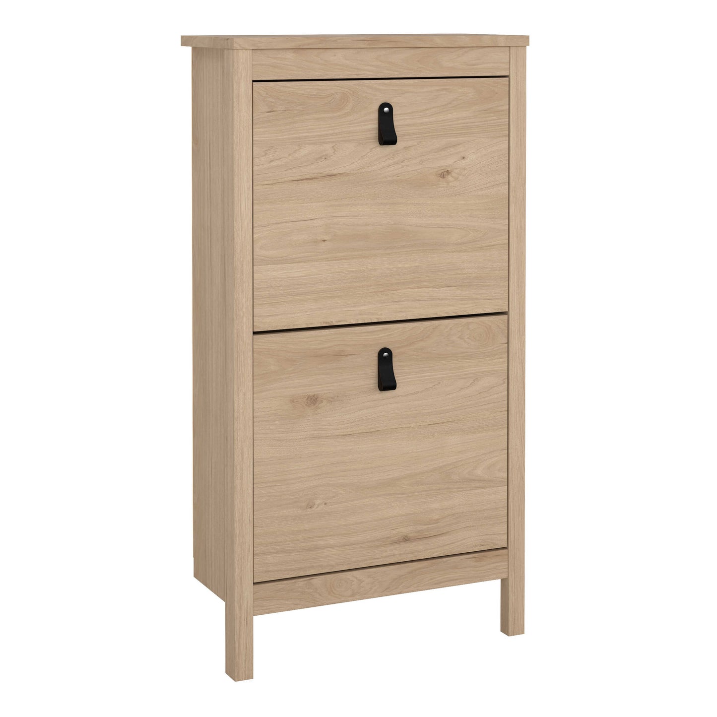 Wildberry Natural Oak Wood Shoe Cabinet 2 Flip Doors