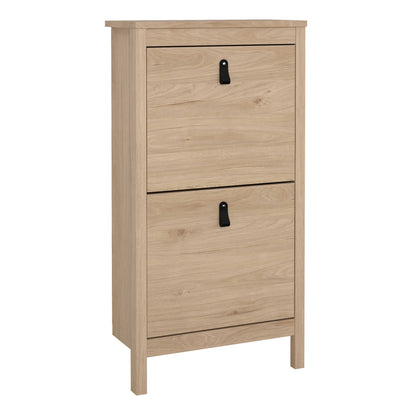 Wildberry Natural Oak Wood Shoe Cabinet 2 Flip Doors