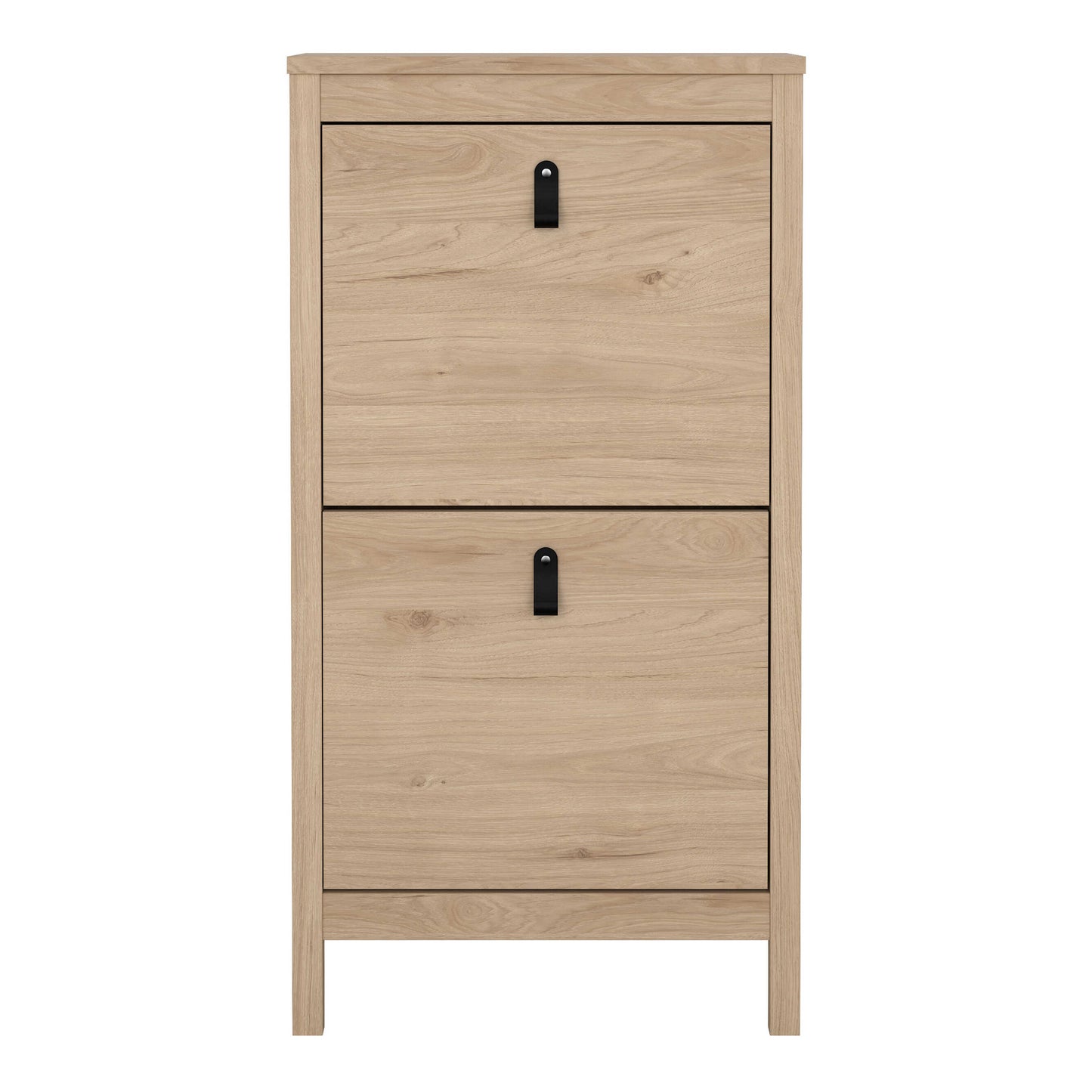 Wildberry Natural Oak Wood Shoe Cabinet 2 Flip Doors