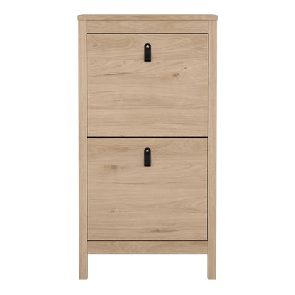 Wildberry Natural Oak Wood Shoe Cabinet 2 Flip Doors