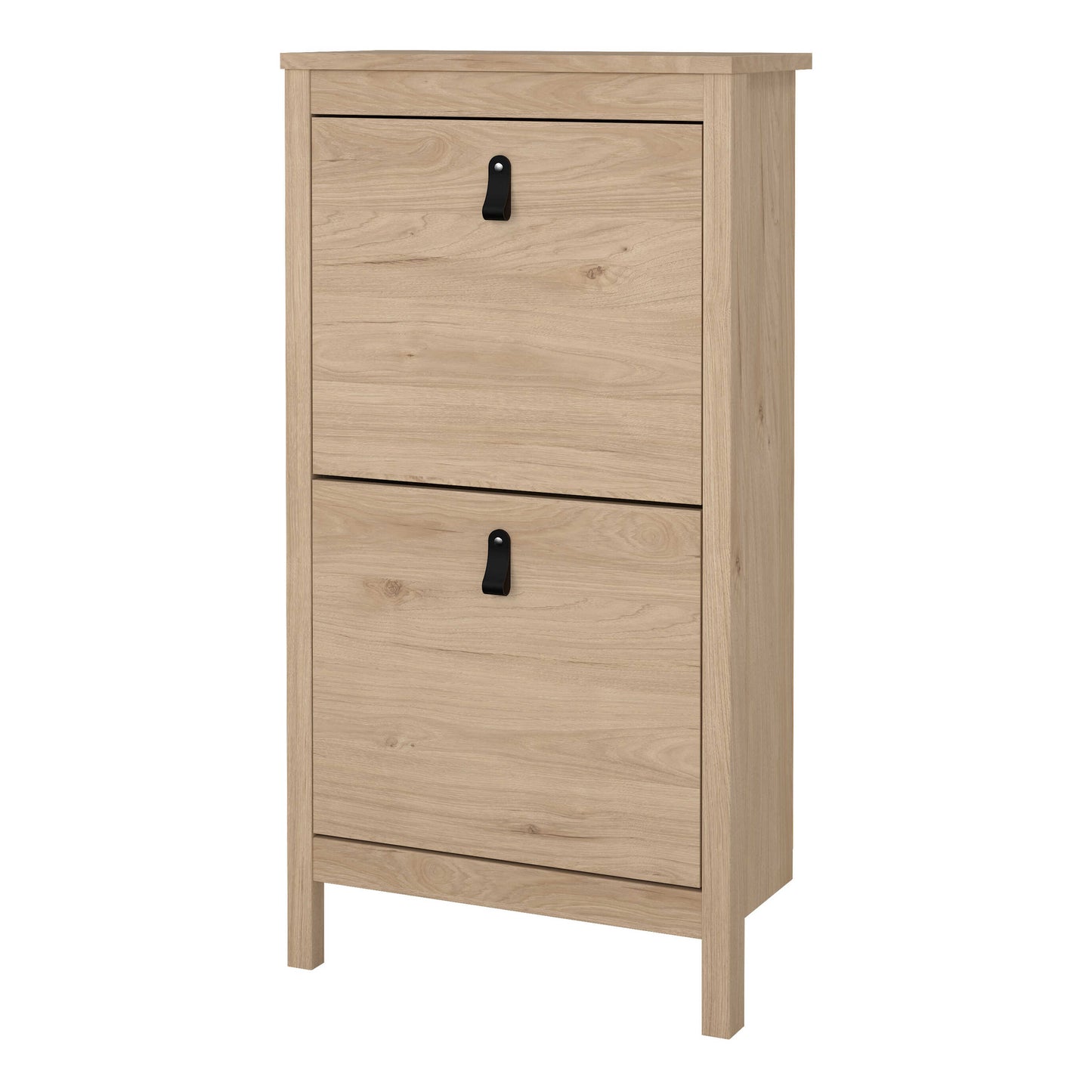 Wildberry Natural Oak Wood Shoe Cabinet 2 Flip Doors