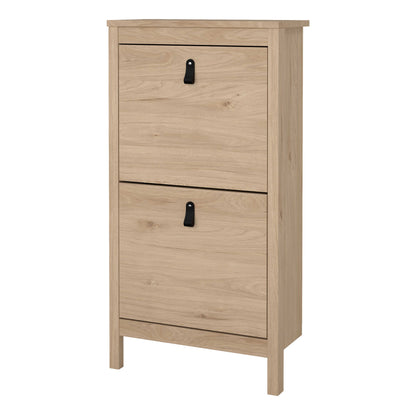 Wildberry Natural Oak Wood Shoe Cabinet 2 Flip Doors