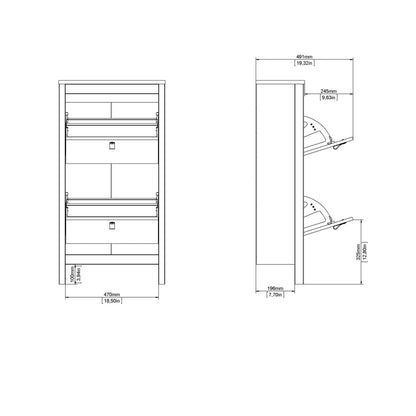 Wildberry Cashmere Wooden Shoe Cabinet 2 Flip Down Doors