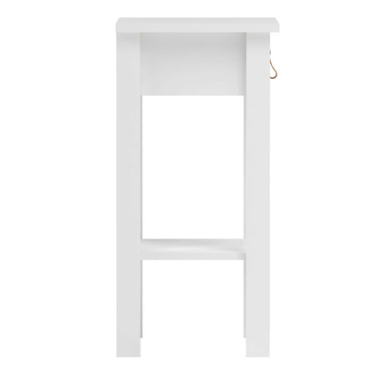 Wildberry Matt White Wooden Bedside Table with 1 Drawer Bottom Shelf Leather Handles