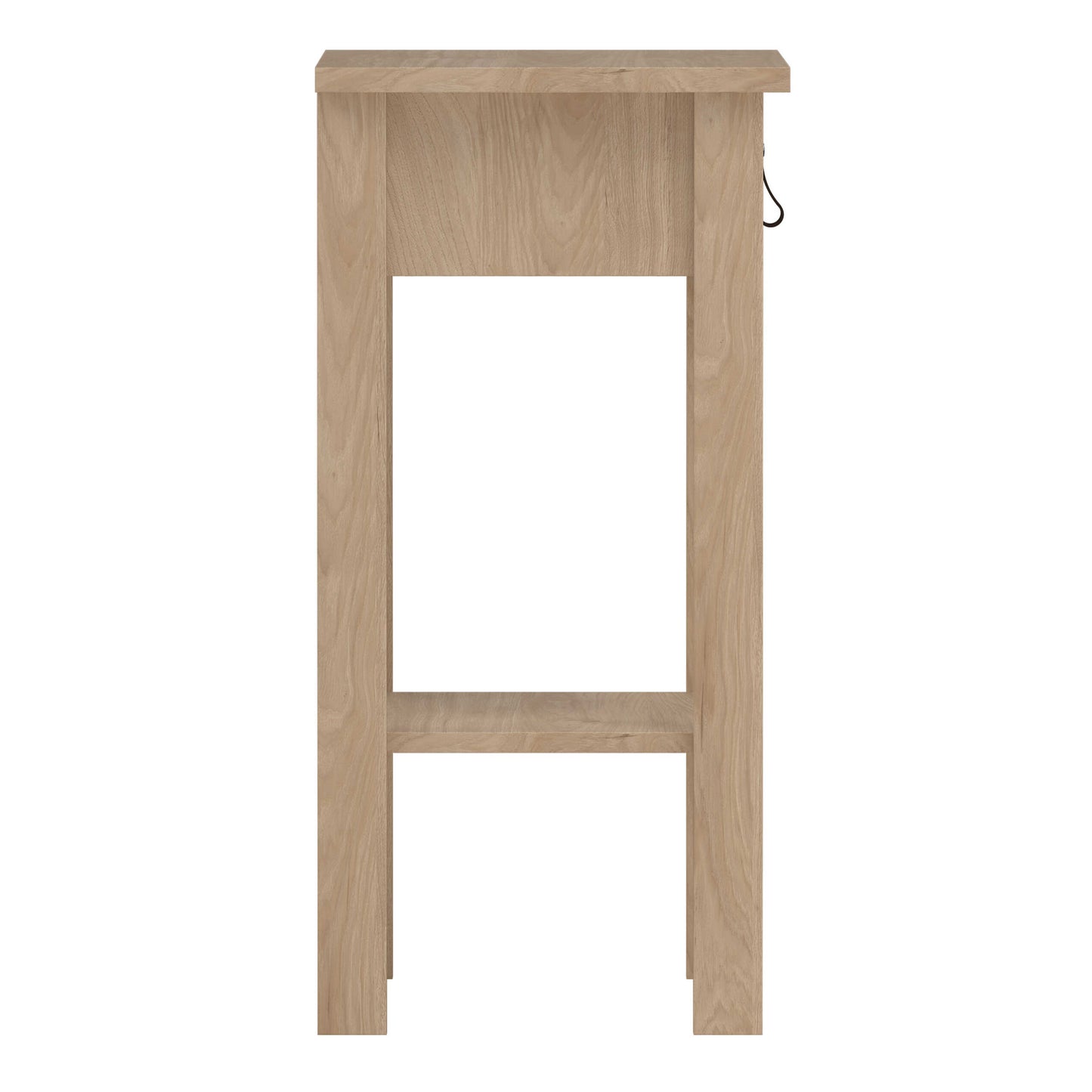 Wildberry Natural Oak Wood Bedside Table 1 Drawer Leather Handle