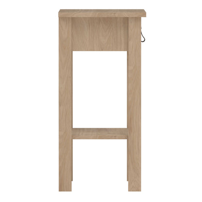 Wildberry Natural Oak Wood Bedside Table 1 Drawer Leather Handle