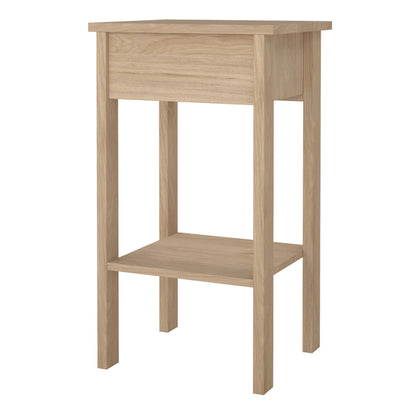Wildberry Natural Oak Wood Bedside Table 1 Drawer Leather Handle