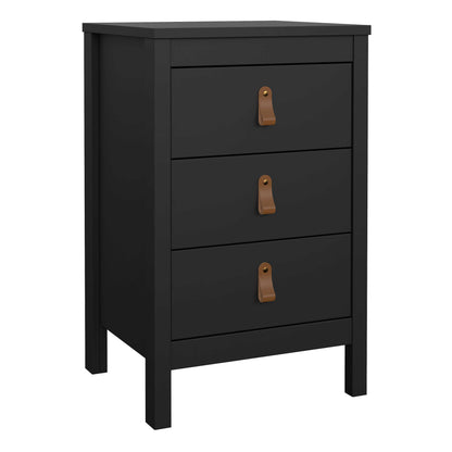 Wildberry Matt Black Bedside Table 3 Drawers