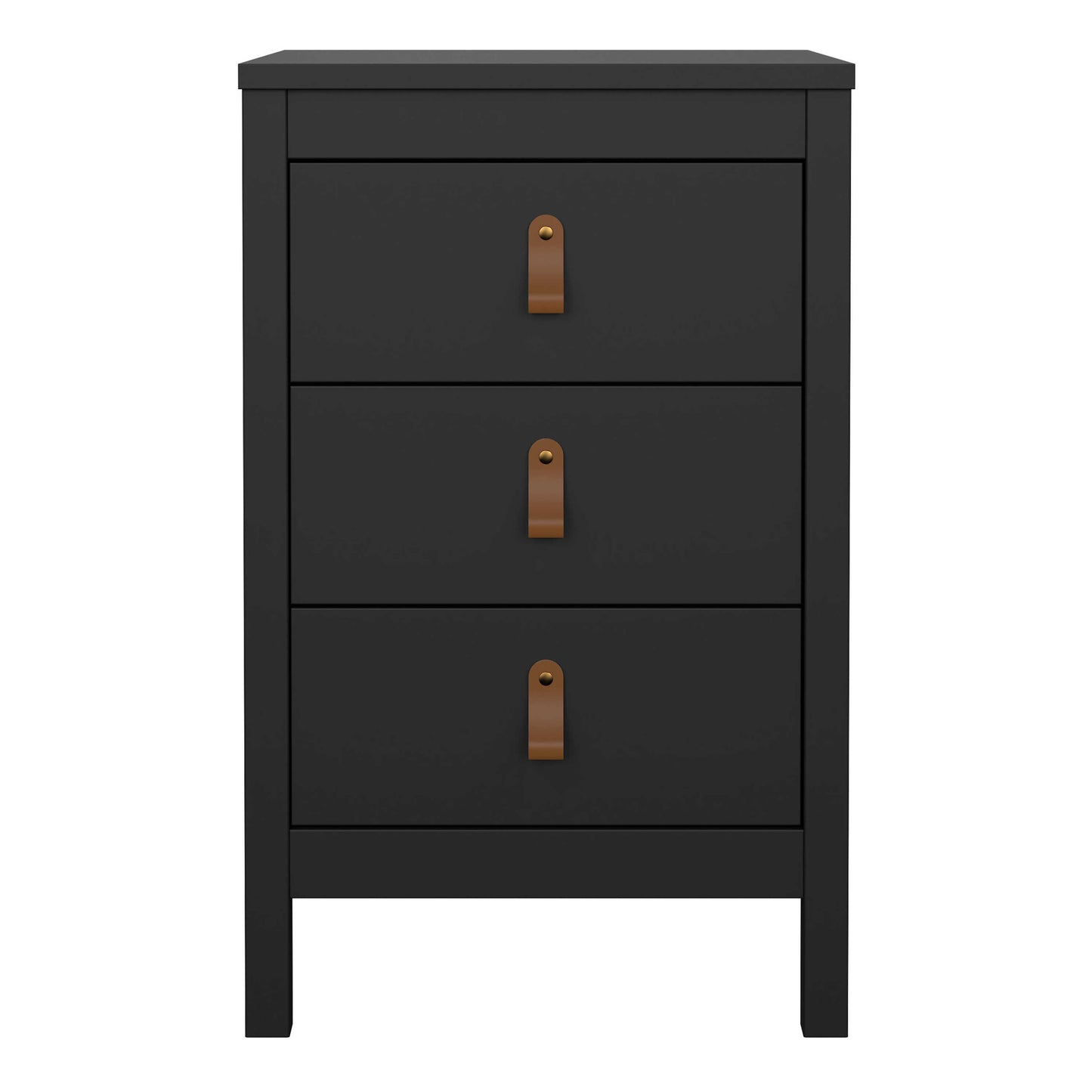 Wildberry Matt Black Bedside Table 3 Drawers