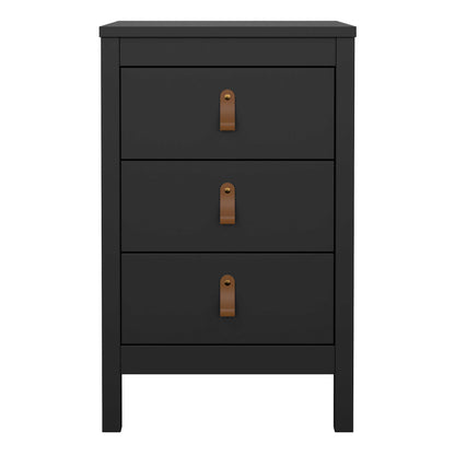 Wildberry Matt Black Bedside Table 3 Drawers