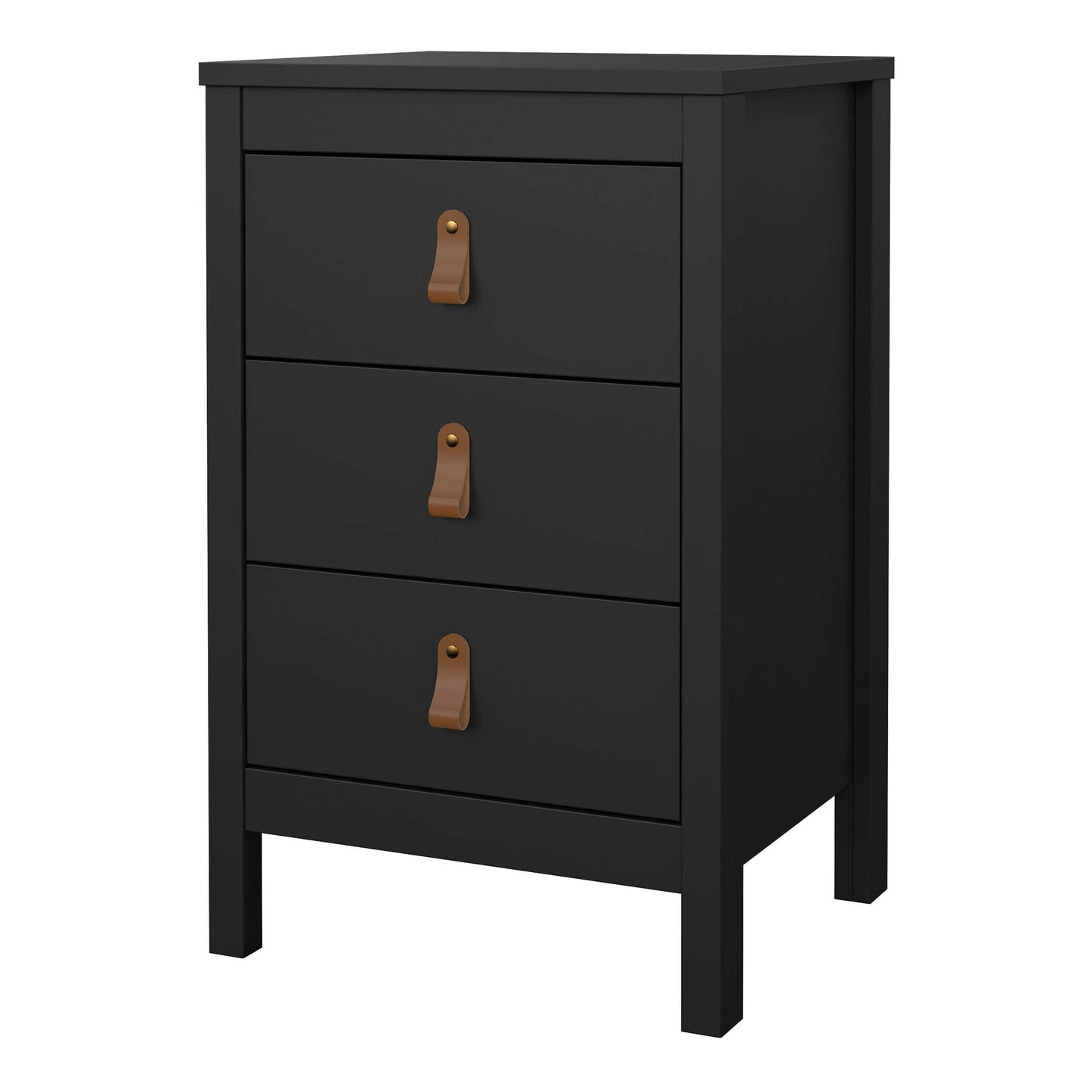 Wildberry Matt Black Bedside Table 3 Drawers