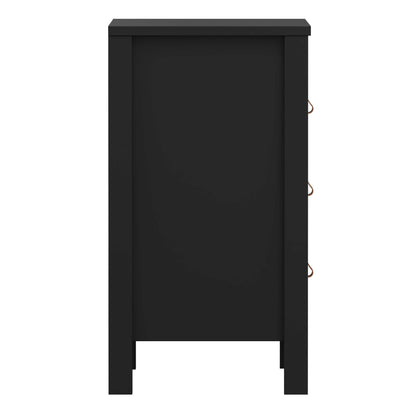 Wildberry Matt Black Bedside Table 3 Drawers
