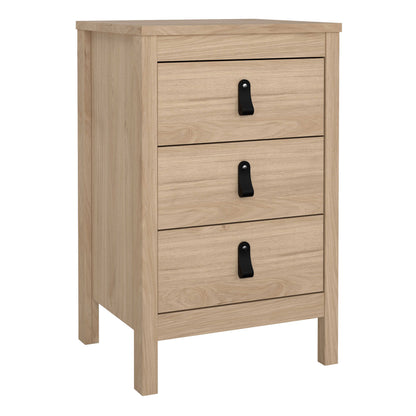 Wildberry Natural Oak Wood Bedside Table 3 Drawers