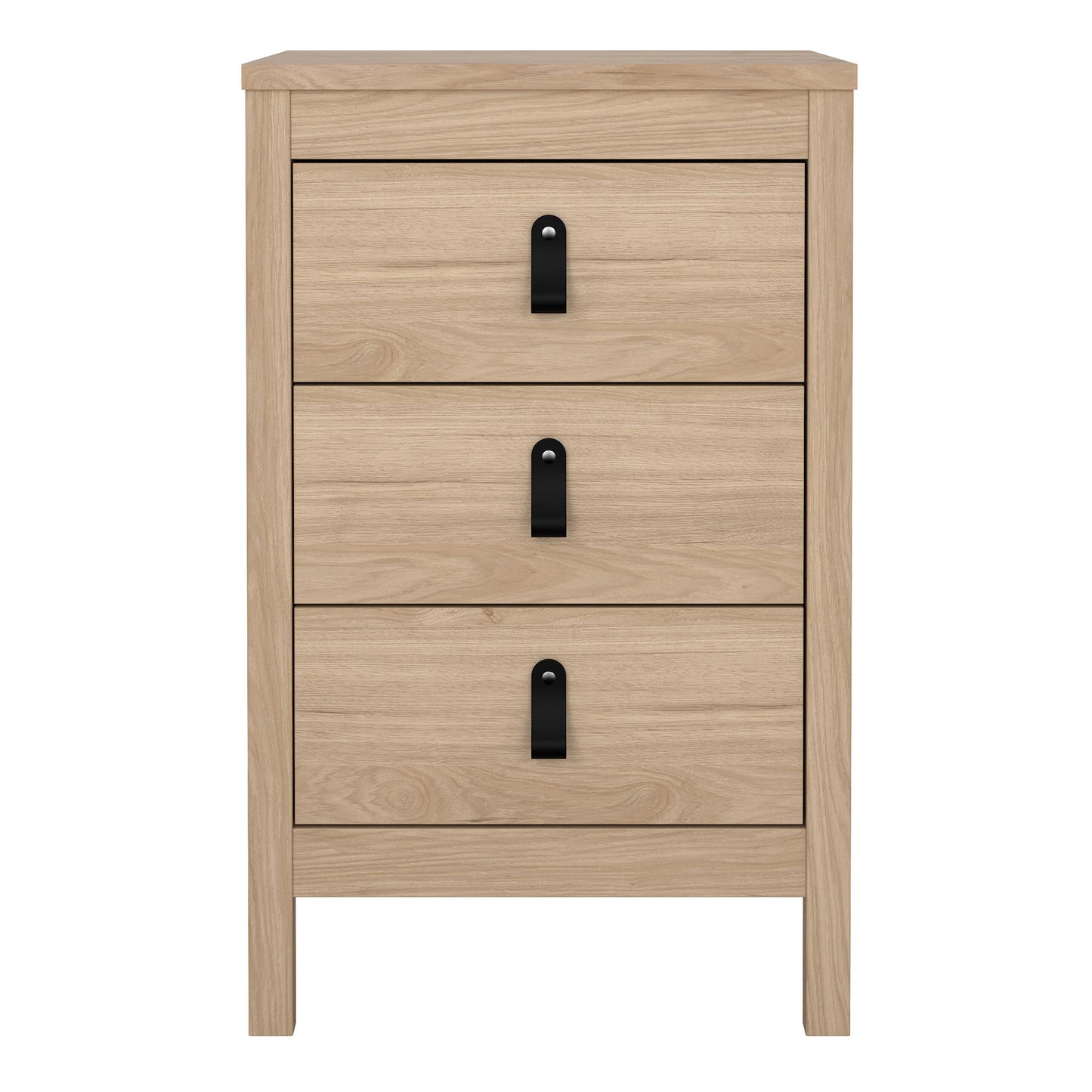 Wildberry Natural Oak Wood Bedside Table 3 Drawers
