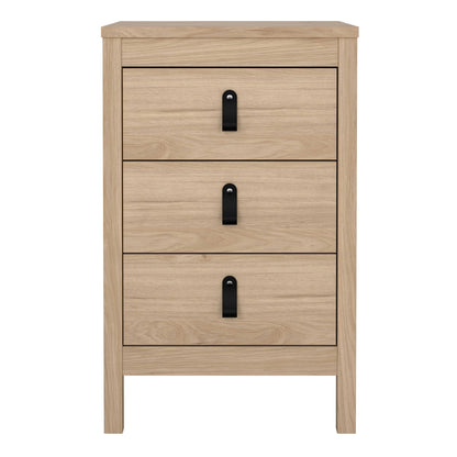 Wildberry Natural Oak Wood Bedside Table 3 Drawers