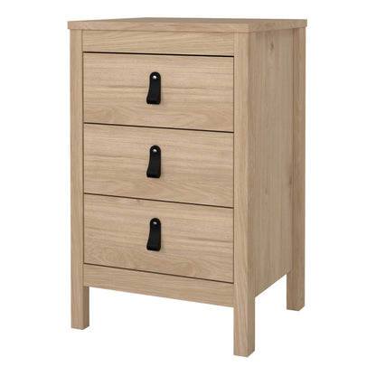 Wildberry Natural Oak Wood Bedside Table 3 Drawers
