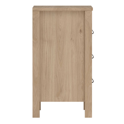 Wildberry Natural Oak Wood Bedside Table 3 Drawers