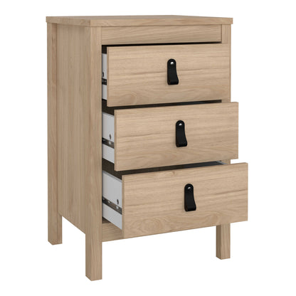 Wildberry Natural Oak Wood Bedside Table 3 Drawers