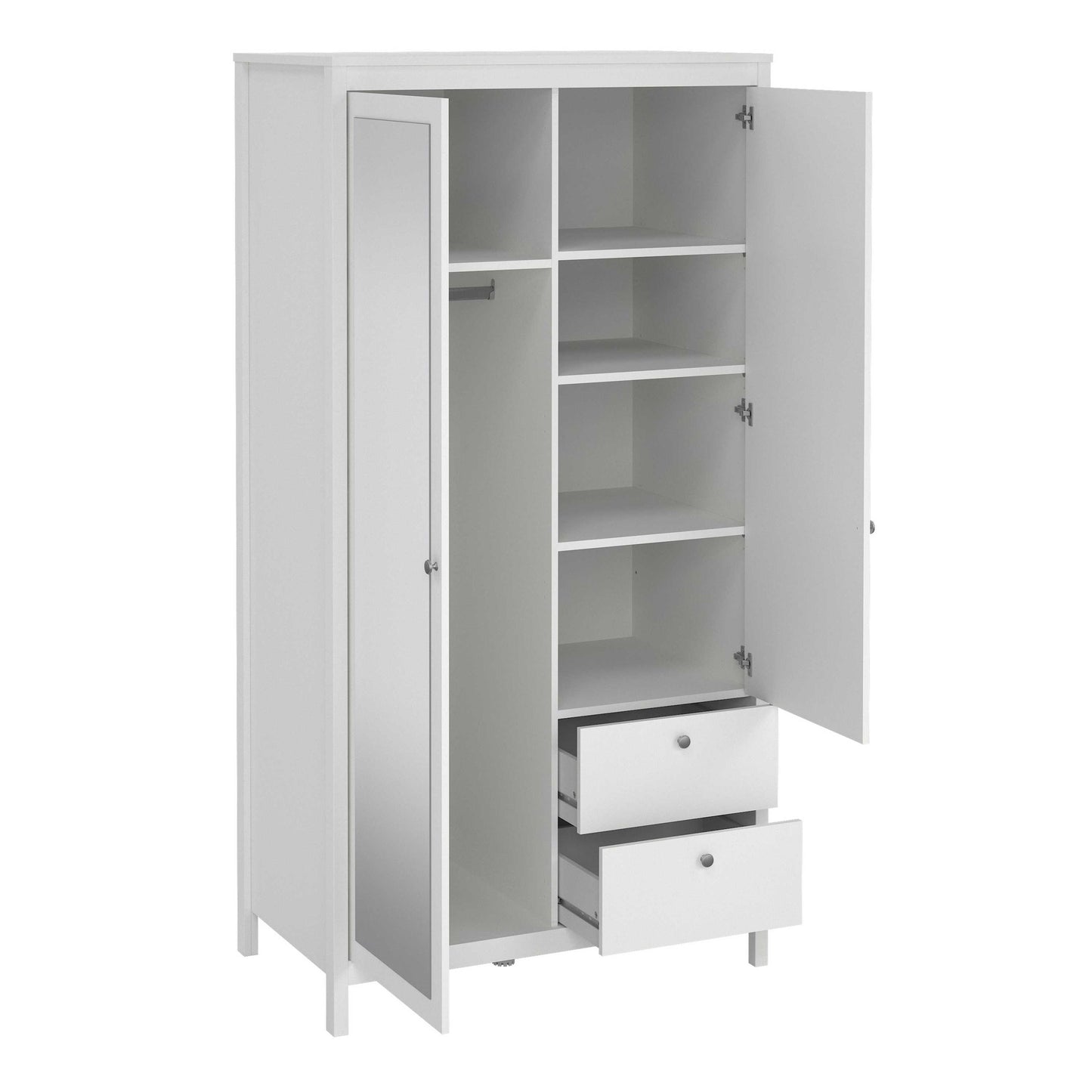 Gossmere White Wardrobe 2 Doors 2 Drawers