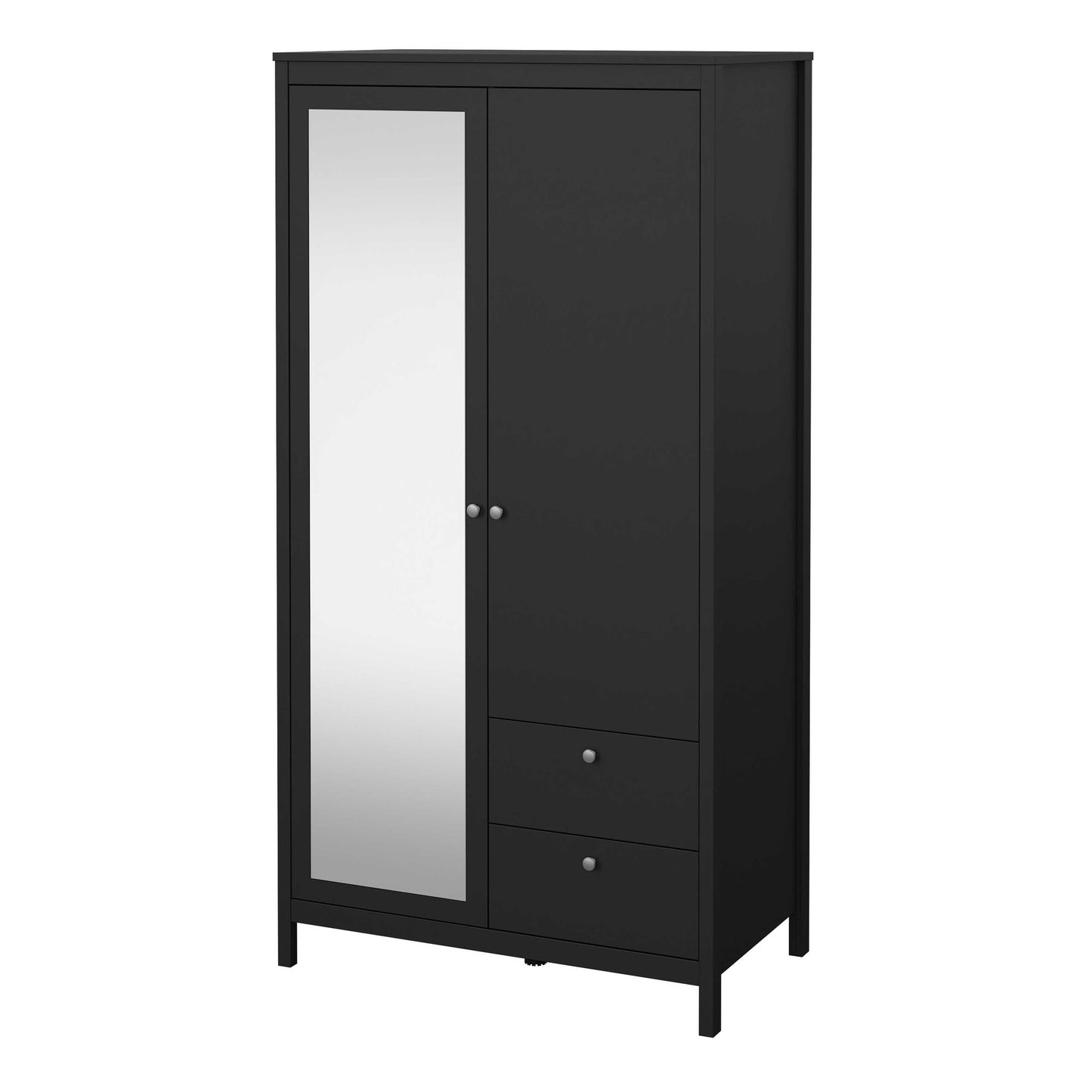 Gossmere Matt Black Wardrobe 2 Doors 2 Drawers